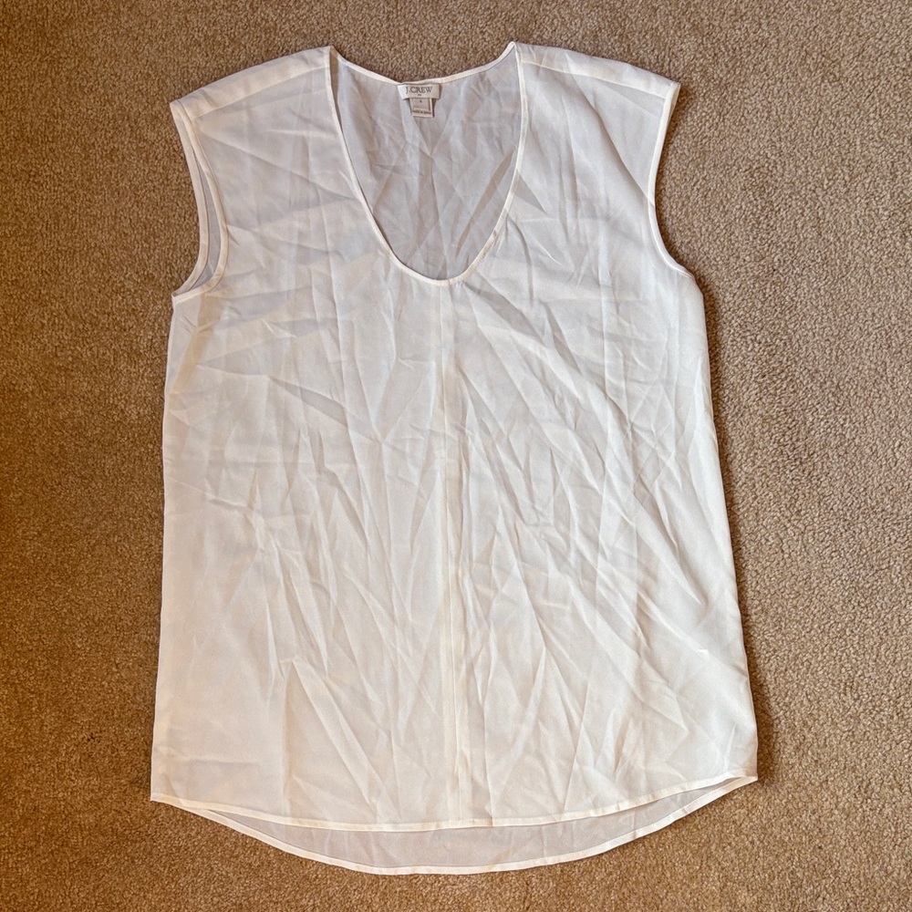 J. Crew White Sleeveless Blouse size 4 cream tank top sleeveless top